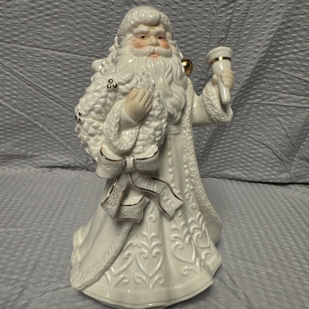 Vtg St Nicholas Square 9" Porcelain Musical Santa We Wish You A Merry Christmas.
